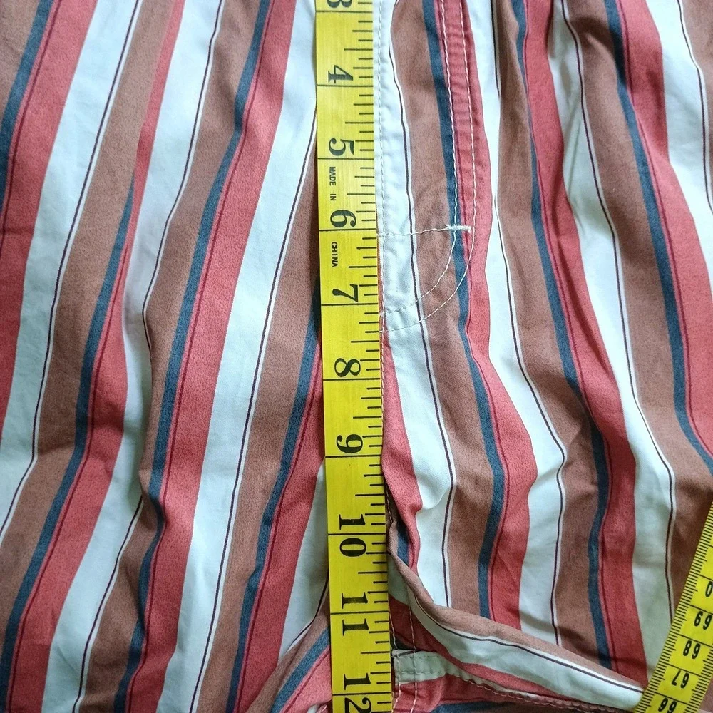 Katin Board Shorts Mens Medium Striped Red Tan Blue‎ Surf Swim Trunks